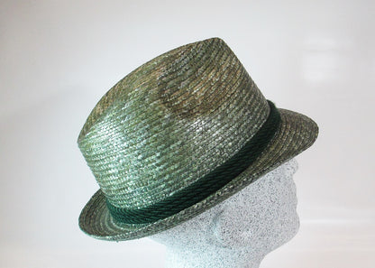 small traditional straw hat olive